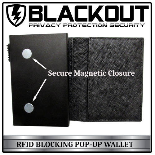 Blackout Pop Up Wallet Magnetic Closure